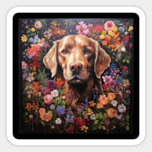 Cute floral dog, labrador dog Sticker